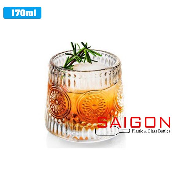Deli KB148C - Ly Thủy Tinh Deli Whisky Rock 170ml | Chấm Tròn , Thủy Tinh Cao Cấp