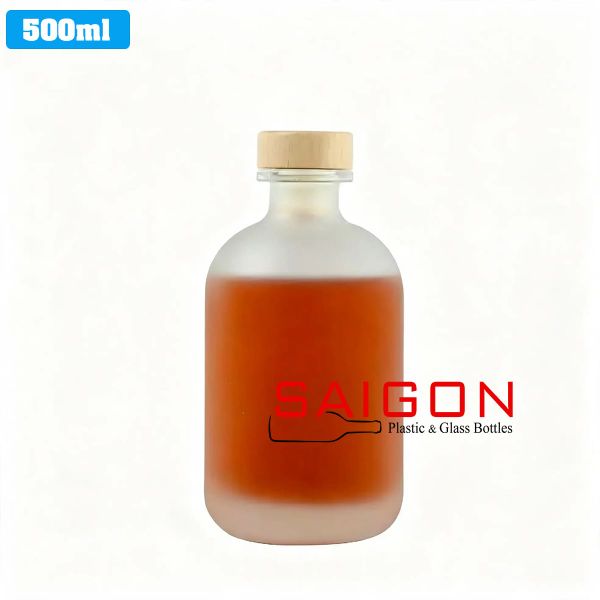 Chai tròn Nhám Boston 500ml | Chai thủy tinh nút nhấn