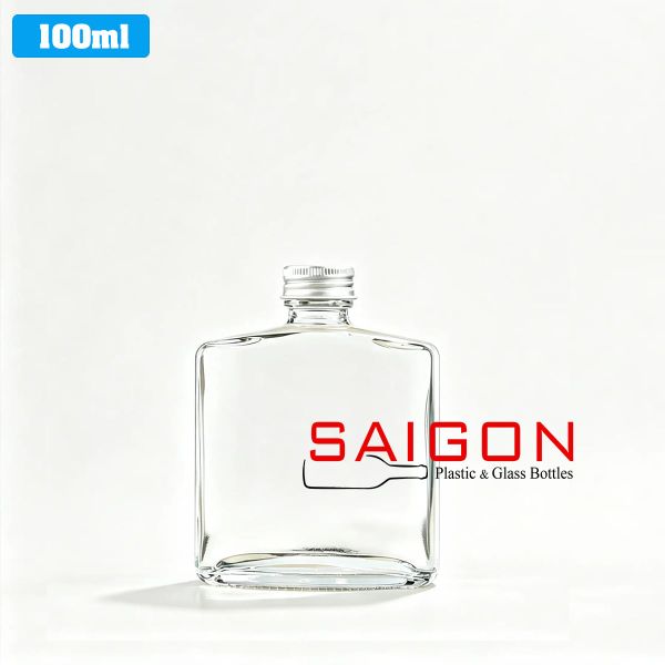 Chai Vuông Dẹp 100ml | Chai thủy tinh nắp nhôm