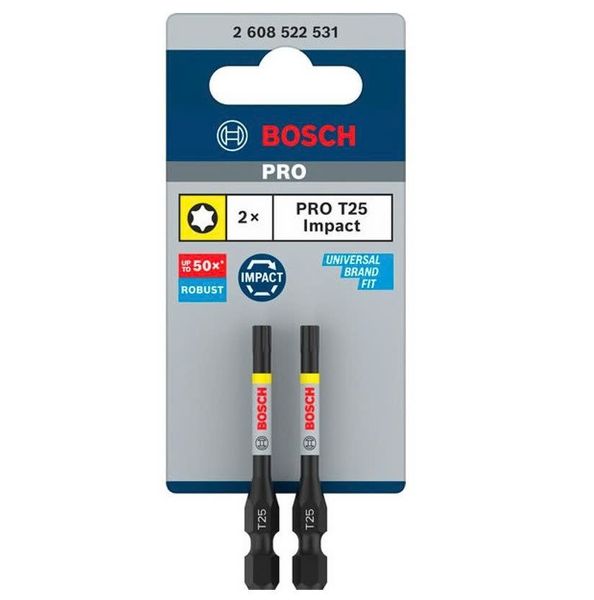 Đầu vặn vít T25 Power Bit (1 đầu), 2pcs BOSCH PHỤ KIỆN 2608522531