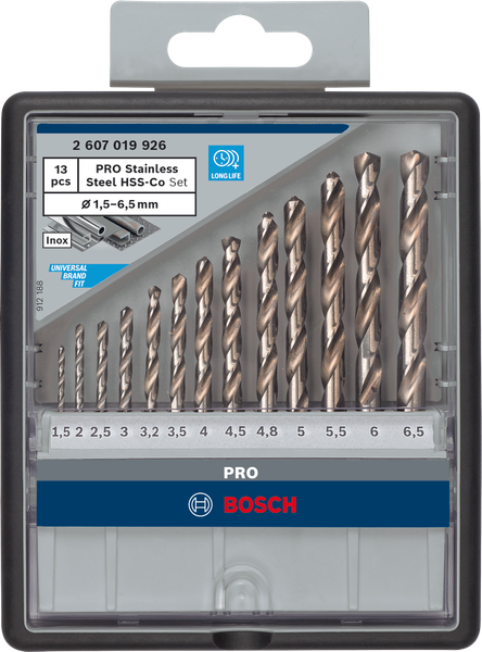 Mũi khoan INOX HSS-Co (hộp 13 mũi) Bosch 2607019926