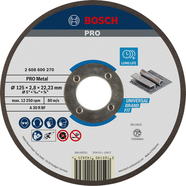 Đá cắt 125x2.8x22.2mm (sắt) - Expert for Metal Bosch 2608600270
