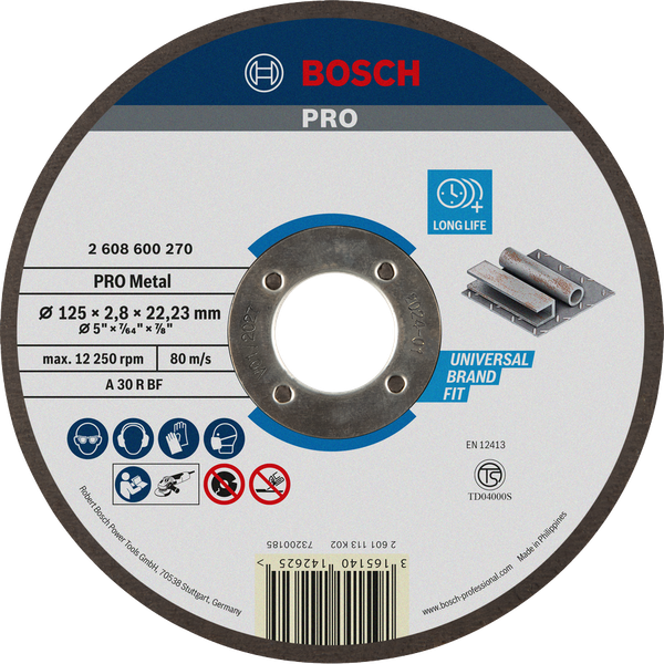 Đá cắt 125x2.8x22.2mm (sắt) - Expert for Metal Bosch 2608600270