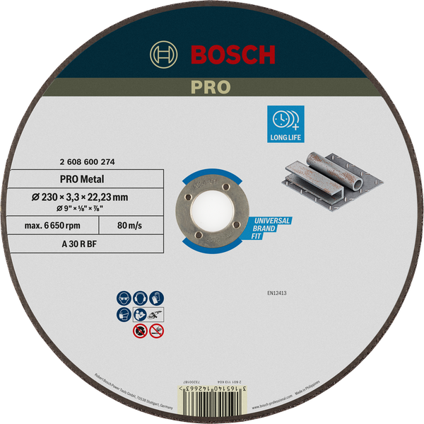 Đá cắt 230x3.3x22.2mm (sắt) - Expert for Metal Bosch 2608600274