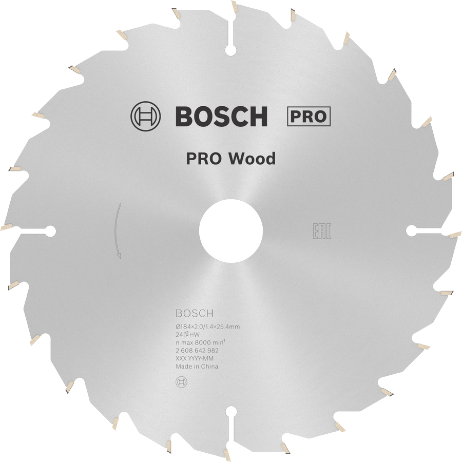 Lưỡi cưa gỗ 184x2.0/1.4x25.4 T24 Bosch 2608642982