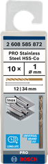 1.0mm Hộp 10 Mũi khoan sắt và inox HSS-Co Bosch 2608585872