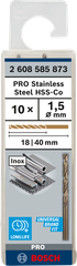 1.5mm Hộp 10 Mũi khoan sắt và inox HSS-Co Bosch 2608585873