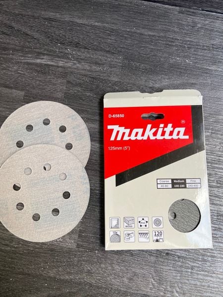GIẤY CHÀ NHÁM(8 LỖ/CỠ HẠT 120/125MM)(10CÁI) Makita D-65850