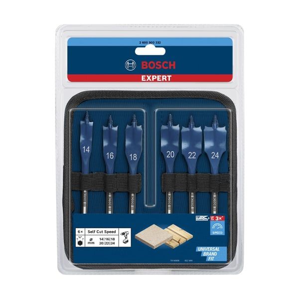 Bộ khoan gỗ đuôi cá(14/16/18/20/22/24mm) BOSCH PHỤ KIỆN 2608900332