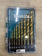 1-10mm Bộ 10 mũi khoan kim loại HSS-TiN Makita D-72849
