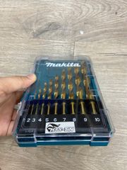 1-10mm Bộ 10 mũi khoan kim loại HSS-TiN Makita D-72849