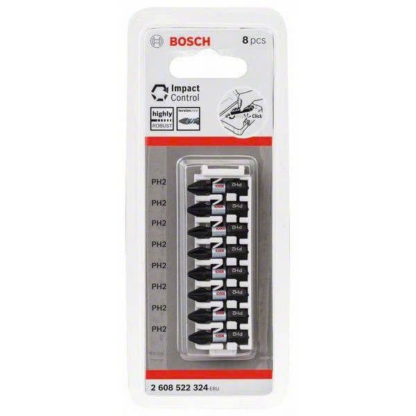 Bộ 8 đầu vặn vít Impact Control 25mm (PH2) BOSCH PHỤ KIỆN 2608522324