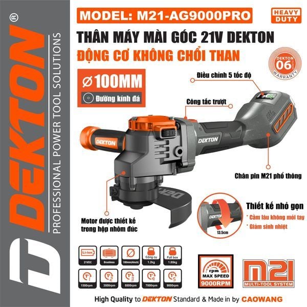 100mm Máy mài chân pin phổ thông DEKTON M21-AG9000PRO (Màu xám)