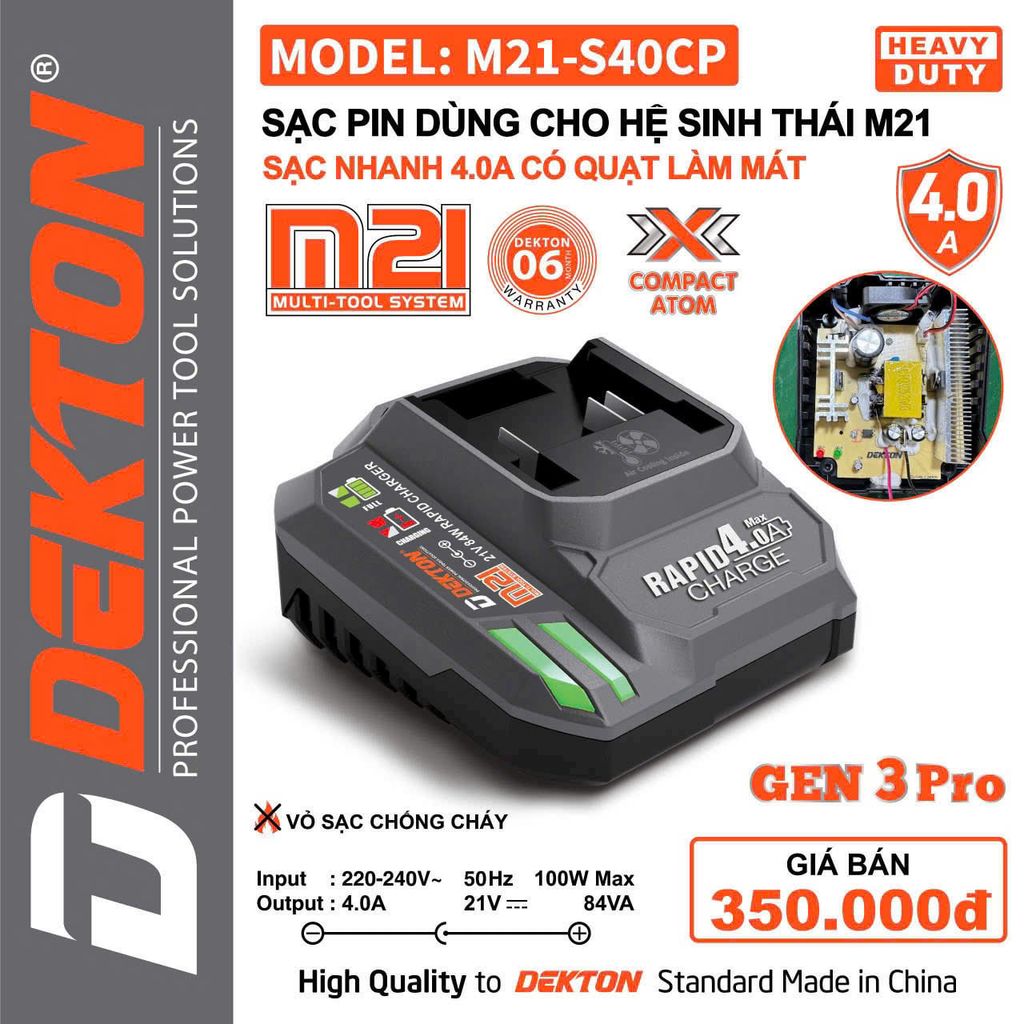 Sạc 21V 4A Dekton M21-S40XCP