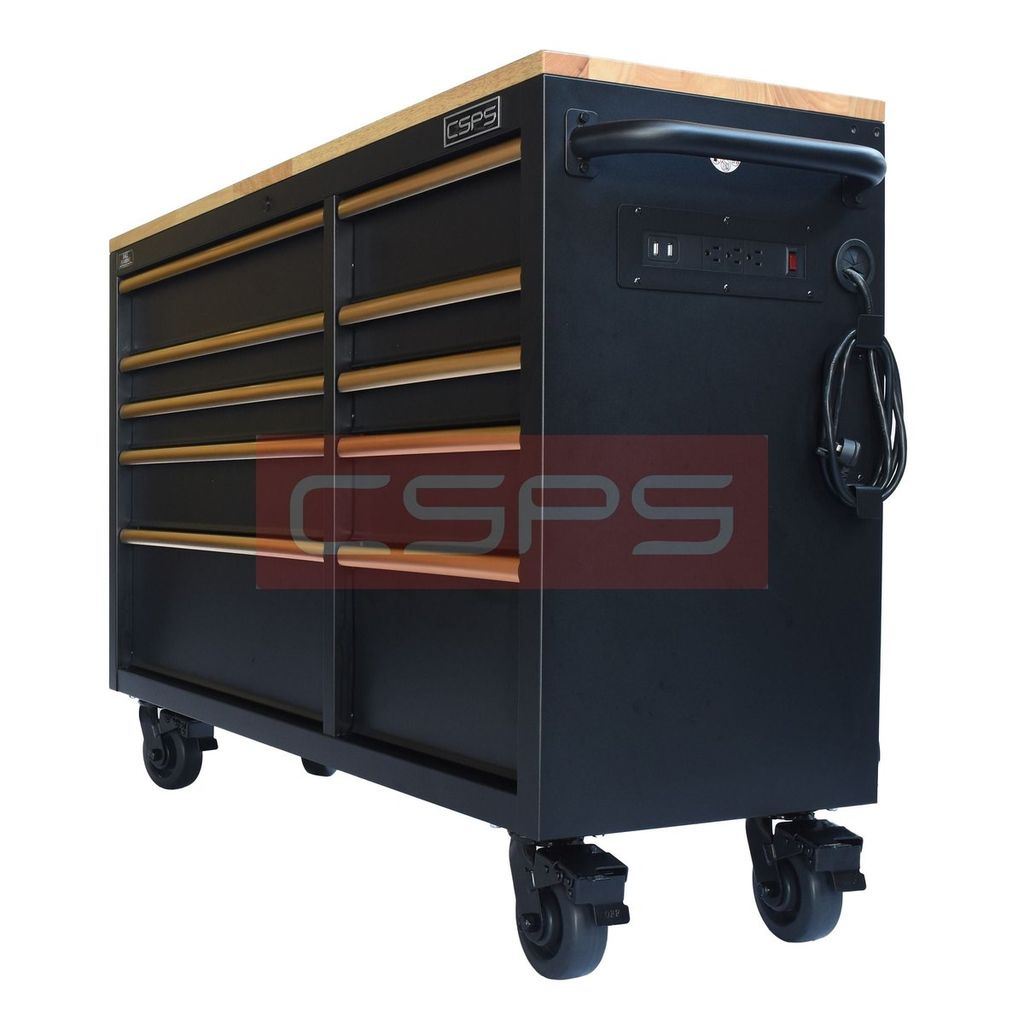 Tủ dụng cụ CSPS 132cm - 10 hộc kéo tay cầm vàng VNTC13210BB4M