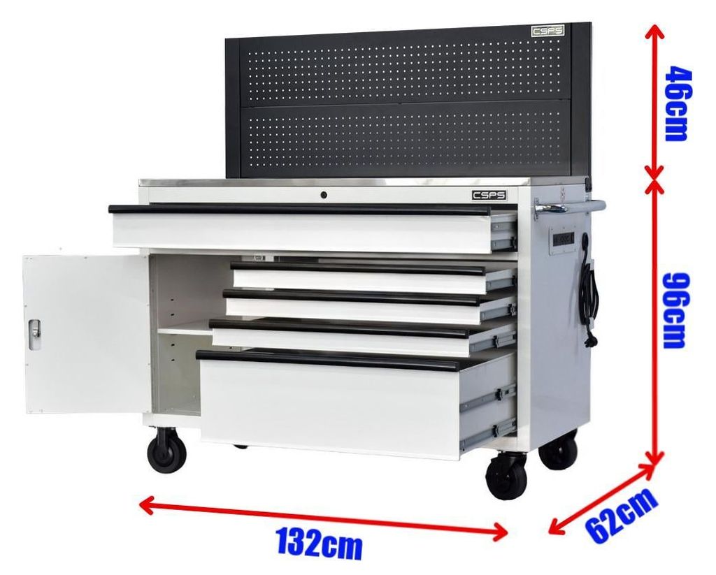 Tủ dụng cụ CSPS 132cm - 05 hộc kéo màu trắng VNTC13205BJ4M