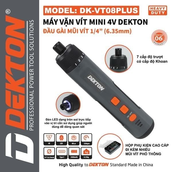 Máy vặn vít mini dùng pin 4V Dekton DK-VT08PLUS
