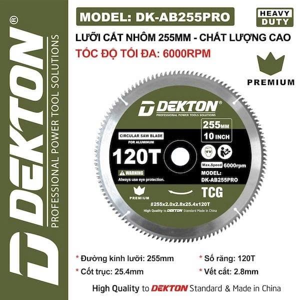 255mm / 6000RPM / 120T - Lưỡi cắt nhôm/gỗ (chất lượng cao) DEKTON DK-AB255PRO