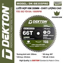 355mm / 1500RPM / 66T - Lưỡi cắt hợp kim đa năng (chất lượng cao) DEKTON DK-SB355PRO
