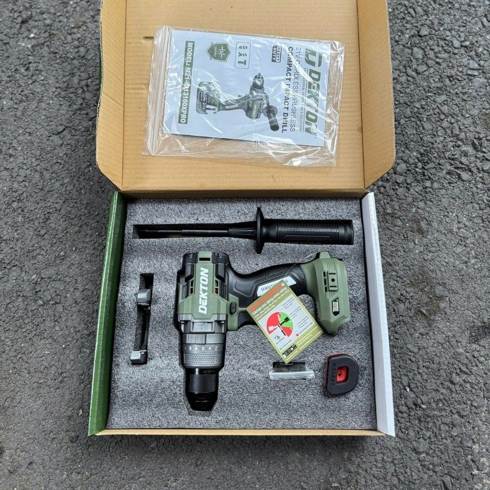 13mm - 160N.m Bộ combo khoan đa năng (màu olive) DEKTON COMBO1ID13160XPRO-1B6095A-1S25XPRO