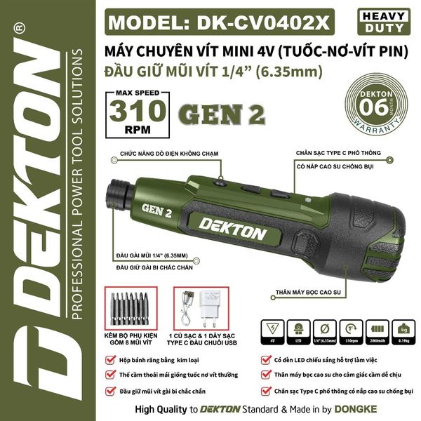 4V - 310RPM Tua vít mini pin 4V DEKTON DK-CV0402X