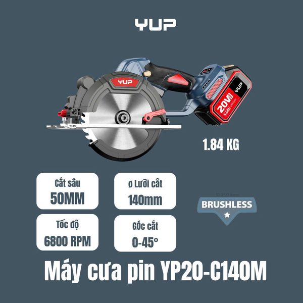 20V MÁY CẮT ĐA NĂNG LƯỠI 140mm 4.0Ah Jiangsu YUP YP20 C140M