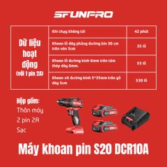 16V/2.0Ah Máy khoan vít búa lực siết 60Nm SFUNPRO S20 DCR10A