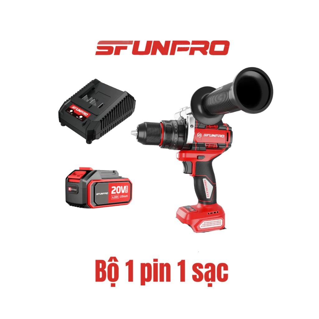 20V/4.0Ah Máy khoan vít búa kẹp 13mm SFUNPRO S20 DCR13A-4.0
