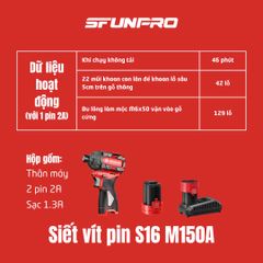 16V/2.0Ah Máy vặn 3 cấp lực có búa SFUNPRO S16 M150A