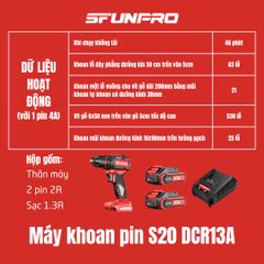 20V/2.0Ah Máy vặn 3 cấp lực đầu khẩu 1/2 inch SFUNPRO S20 M350A