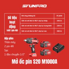 Đầu khẩu 3/4 inch lực siết 1000Nm SFUNPRO S20 M1000A