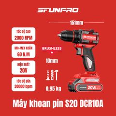 16V/2.0Ah Máy khoan vít búa lực siết 60Nm SFUNPRO S20 DCR10A-THAN