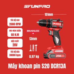 20V/2.0Ah Máy khoan vít búa kẹp 13mm SFUNPRO S20 DCR13A-THAN