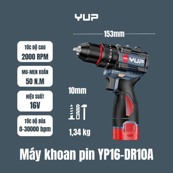 16V KHOAN VÍT BÚA Jiangsu YUP YP16 DR10A-THAN