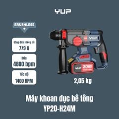 20V KHOAN KHOAN BÚA ĐỤC SDS plus 2.5J 4.0Ah Jiangsu YUP YP20 H24M-THAN