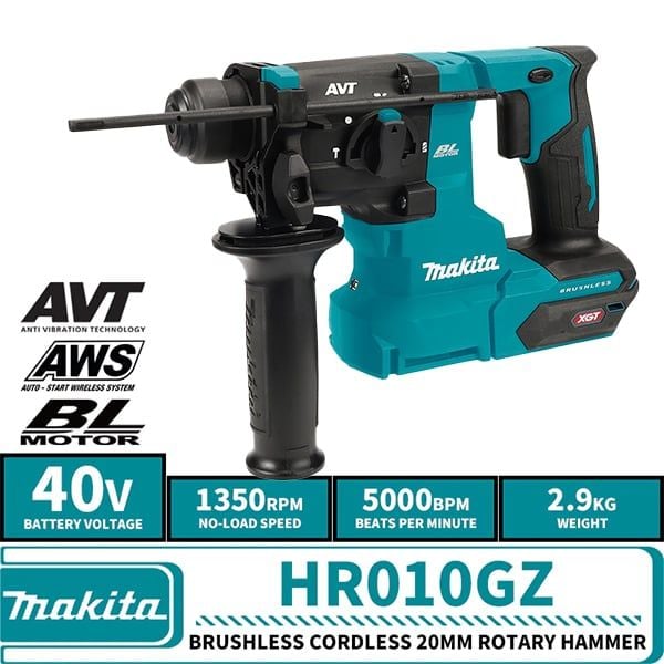 MÁY KHOAN BÊ TÔNG 3 CHỨC NĂNG DÙNG PIN(CHUÔI GÀI SDS-PLUS/20MM)(40V MAX) MAKITA MÁY HR010GZ