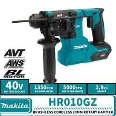 MÁY KHOAN BÊ TÔNG 3 CHỨC NĂNG DÙNG PIN(CHUÔI GÀI SDS-PLUS/20MM)(40V MAX) MAKITA MÁY HR010GZ