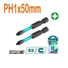 Bộ mũi bắn vít PH1x50mm Total TACIM71PH150 - Thép S2, Nam châm tích hợp