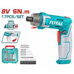 Máy vặn vít pin Total TSDLI08025 - Pin Lithium 8V, Mô-men xoắn 6Nm, Tốc độ 220rpm