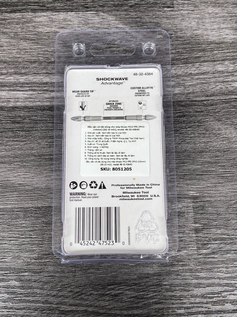 Đầu vặn vít dài (PH2-110mm) (bộ 10 mũi) MILWAUKEE 48-32-4364D