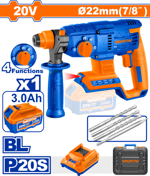 Máy khoan búa dùng pin 20V Wadfow WLM1522 (1 Pin 3.0Ah, 1 Sạc)