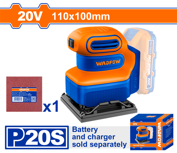 Máy chà nhám vuông dùng pin 20V Wadfow WRAP5010