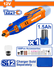 Máy mài khuôn mẫu dùng pin 12V (không kèm pin sạc) WADFLOW WRY1M121