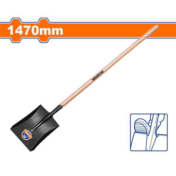 Xẻng thép vuông cán gỗ 1470mm WADFOW WSE2317