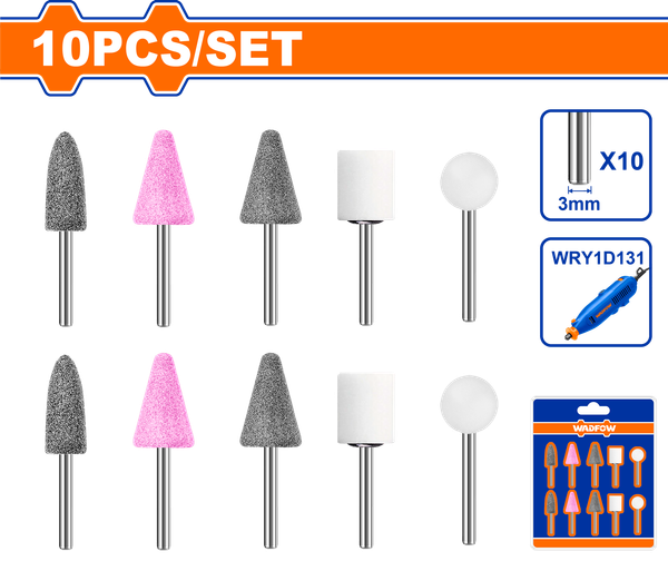 Bộ 10 Phụ kiện cho máy mài khuôn mẫu Wadfow WRR1001