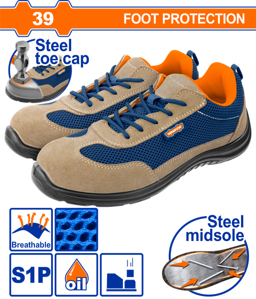 Giày bảo hộ da lộn mũi đế thép size 39-43 Wadfow WSB5539