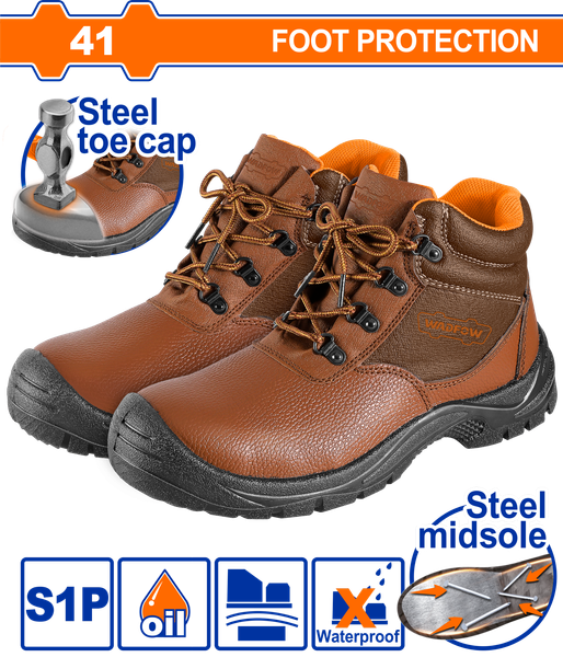 Giày bảo hộ da mũi đế thép size 41 Wadfow WSB6541