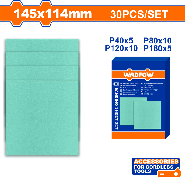 Bộ 30 giấy nhám 145X114mm WADFOW-WSD145114