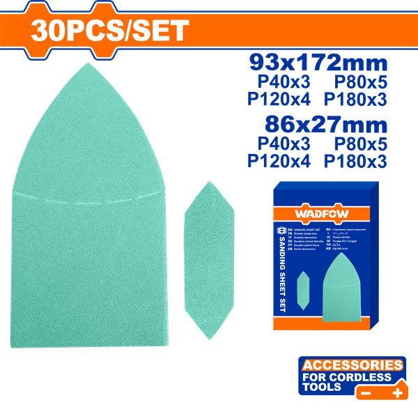 Bộ 30 giấy nhám 93*172mm, 86*27mm WADFOW-WSD938630