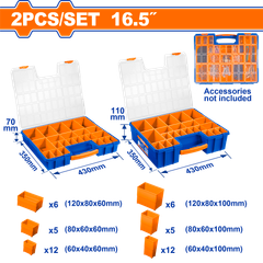 Bộ 2 hộp đựng linh kiện chia ngăn Wadfow WTB1633